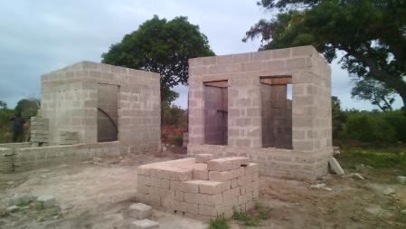 Brickwork of the storage shed and teh bathrooms/showers